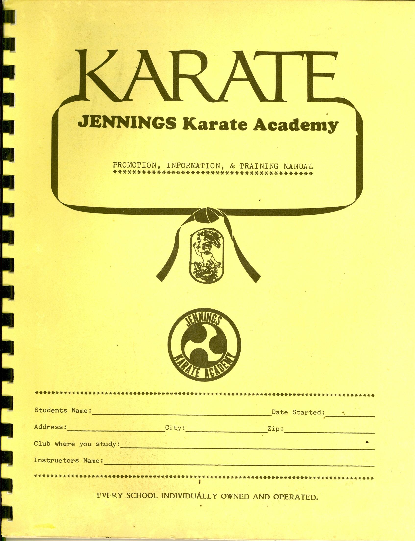 Jennings Karate Academy Training Manual